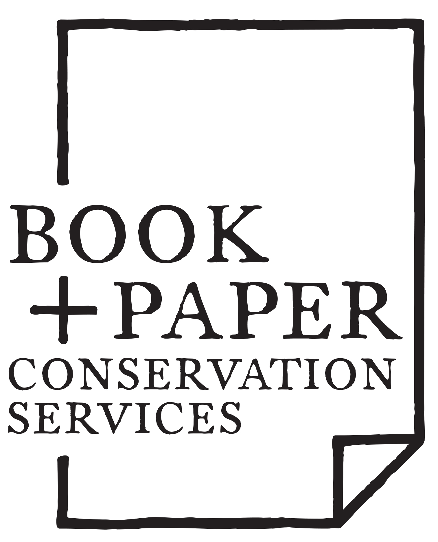 Book and paper conservation services logo. 
